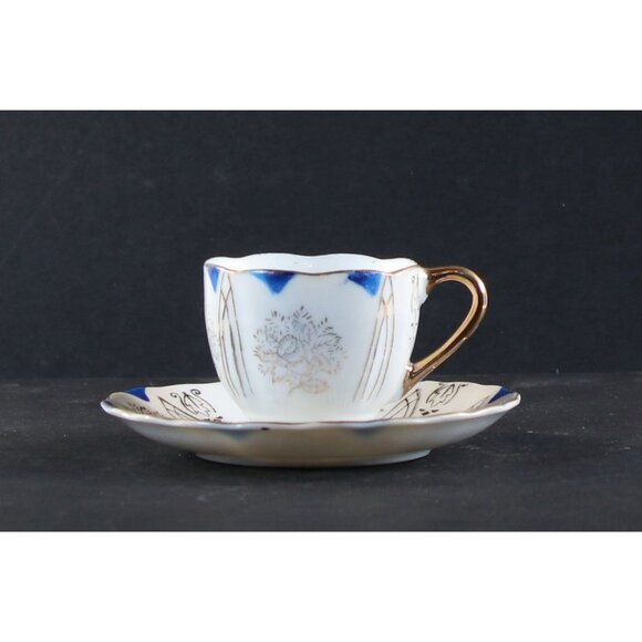 BACO Teacup and Saucer Demitasse 1950s Japan Hand Painted GC - Picture 1 of 12